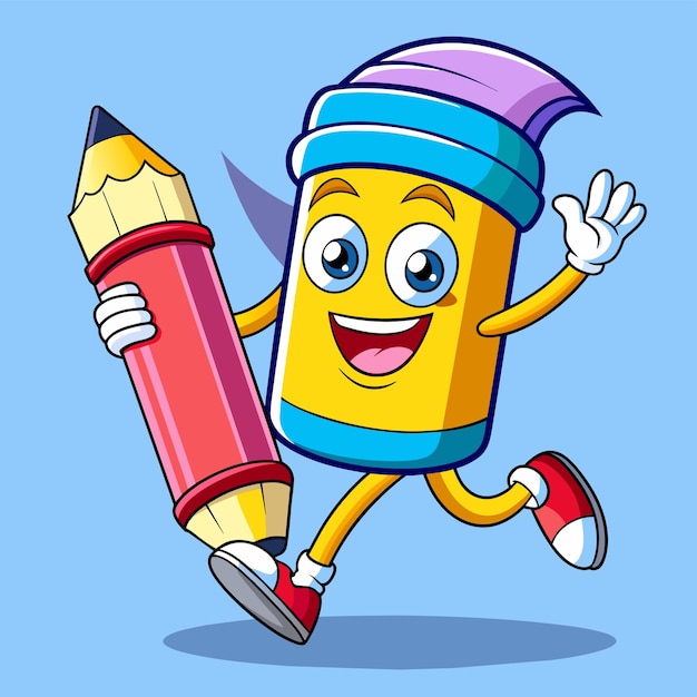 Vector cute best friend of the pencil and pen hand drawn mascot cartoon character sticker icon concept