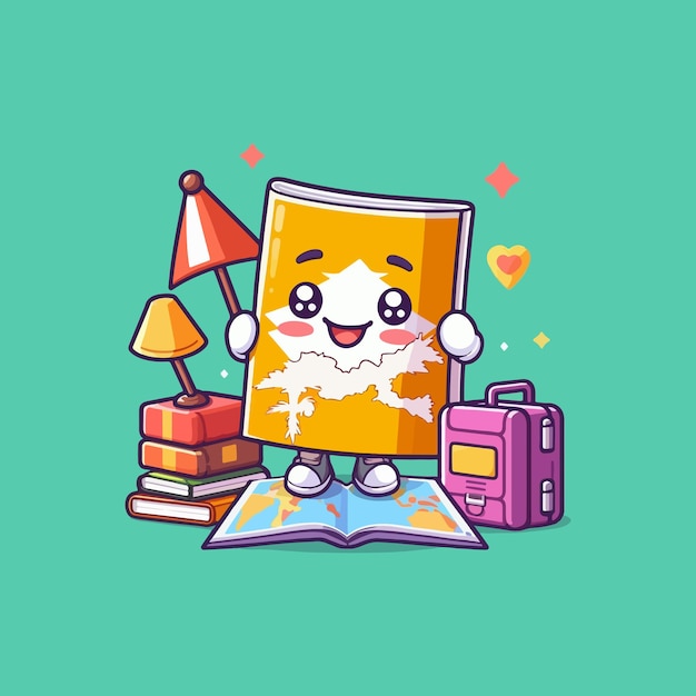 Vector cute bhutan map cartoon vector icon illustration animal holiday icon concept isolated