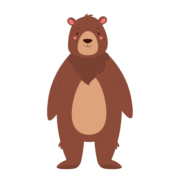 Vector cute big bear in standing pose