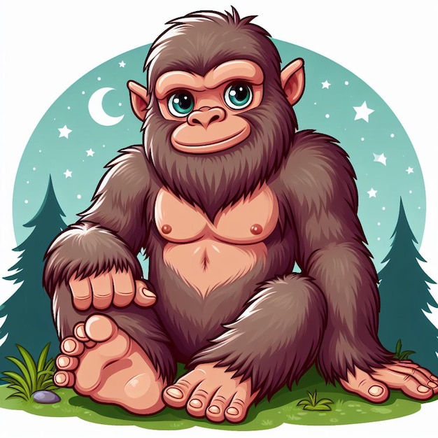 Vector cute bigfoot vector cartoon illustration