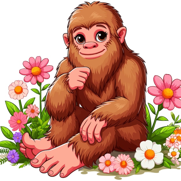 Vector cute bigfoot vector cartoon illustration