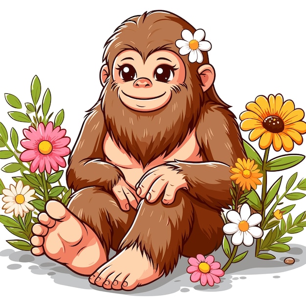 Vector cute bigfoot vector cartoon illustration