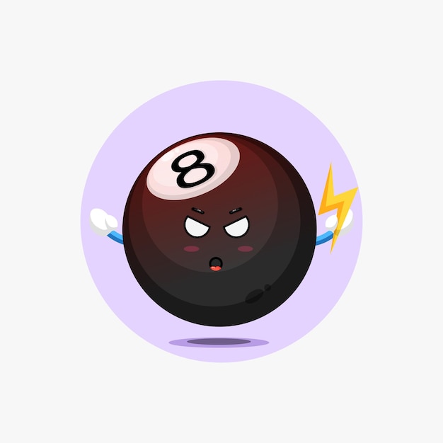 Cute billiard ball character is angry