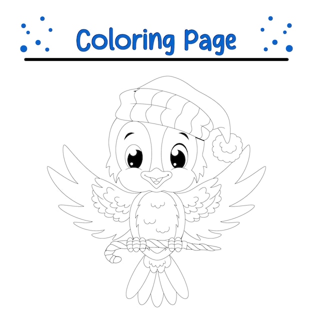 Cute Bird cartoon Christmas coloring page illustration vector Animal coloring page for children