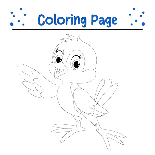 Cute bird coloring page for kids Vector