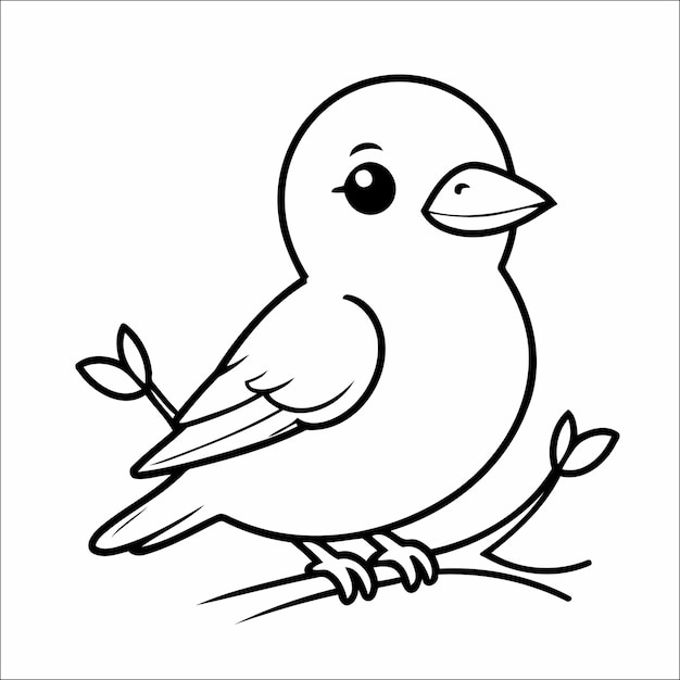 Cute Bird Coloring Page For Kids