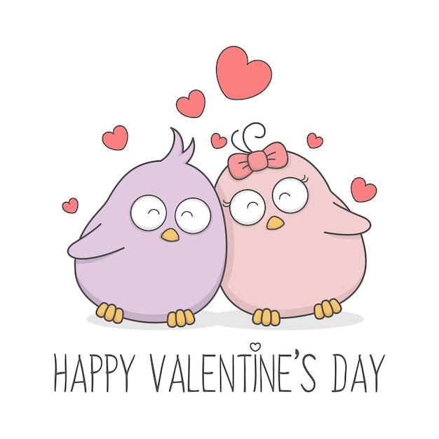 Vector cute bird couple valentines day