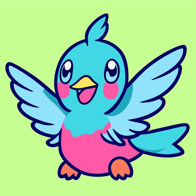 Vector cute bird hand drawn cartoon sticker icon concept isolated illustration