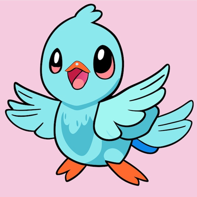 cute bird hand drawn cartoon sticker icon concept isolated illustration