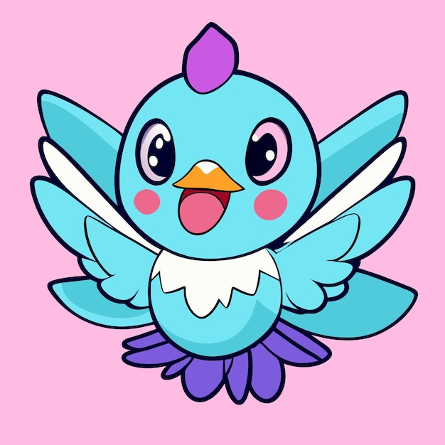 cute bird hand drawn cartoon sticker icon concept isolated illustration