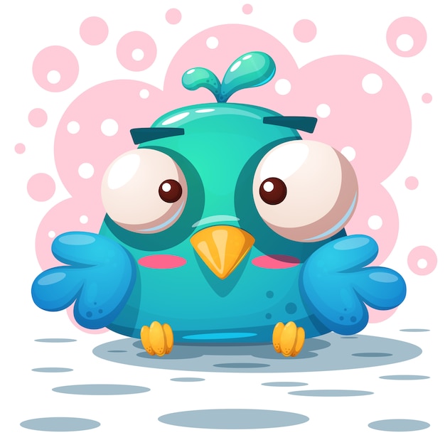 Cute bird illustration. Cartoon characters. 