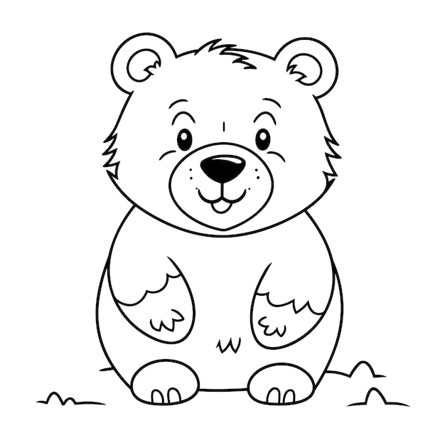 Vector cute bird for kids coloring page hand drawn bear outline illustration premium vector