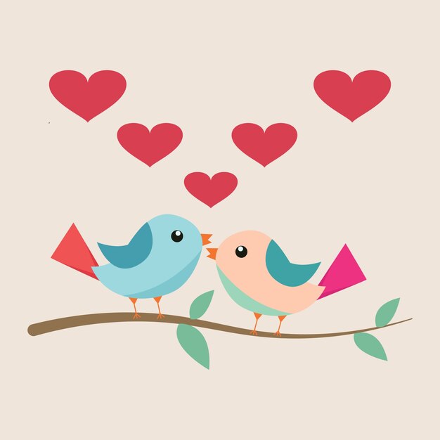 Vector cute bird in love vector