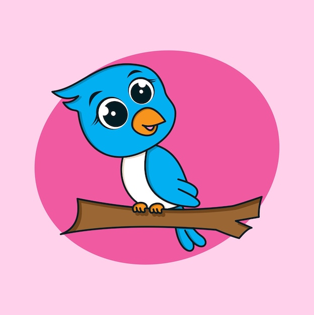 Cute bird mascot flat cartoon style