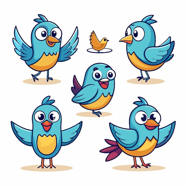 Vector cute bird pose vector mascot