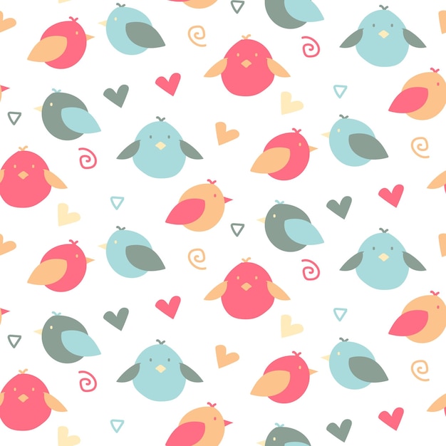 Carino uccello seamless doodle pattern