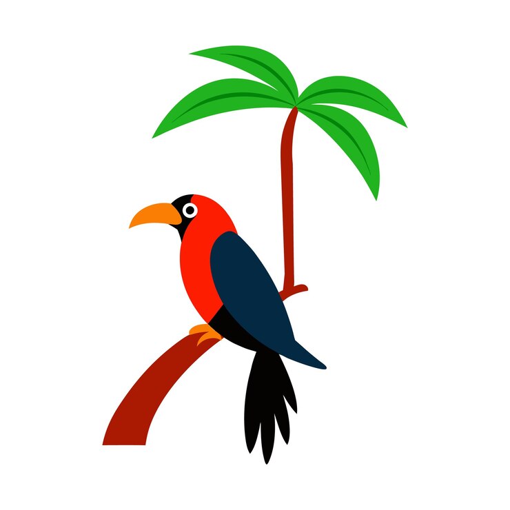 Vector a cute bird sitting a tree branch vector illustration