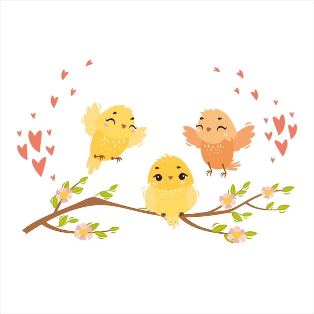 cute birds on a branch