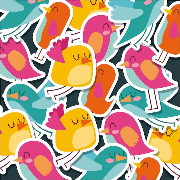 Cute birds cartoon animal pattern