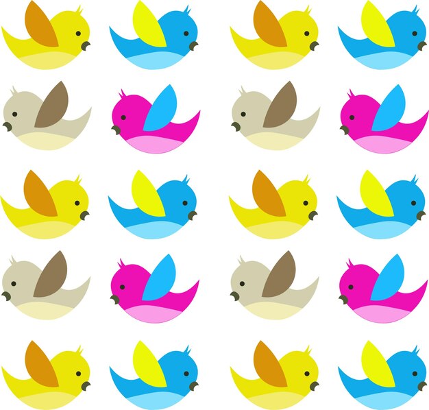 Cute birds flying pattern colorfull rainbow vector background