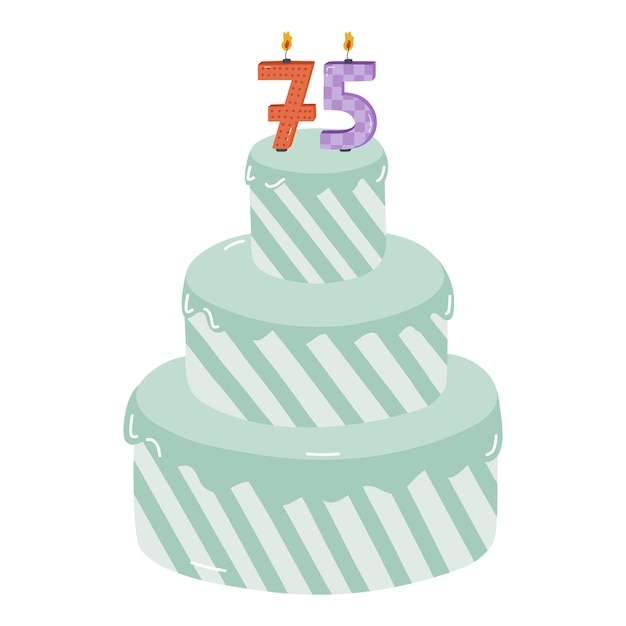 벡터 숫자의 형태로 촛불을 태우는 귀여운 생일 케이크 매년 생일 축하를 위한 디저트 스칸디나비아 스타일의 휴일 컵케이크 클립아트