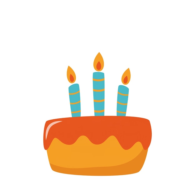 Cute birthday cake with candles Simple vector flat style illustration