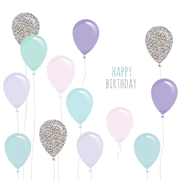 Cute birthday card with balloons.