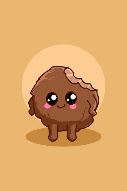 Cute biscuit icon cartoon illustration