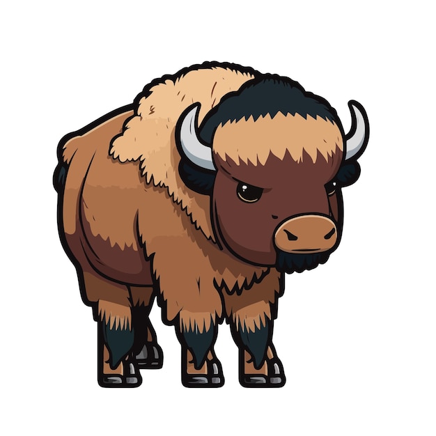Cute bison cartoon style