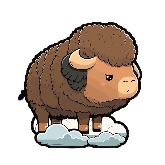 Cute bison cartoon style