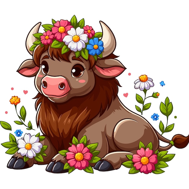 Cute Bison Vector Cartoon illustration