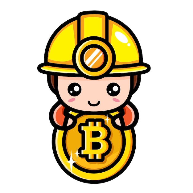 Simpatico personaggio del minatore bitcoin