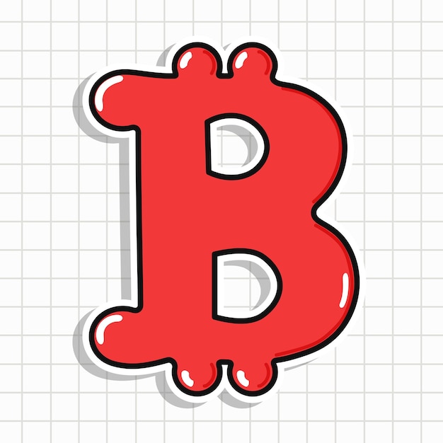 Vettore carattere carino dell'adesivo bitcoin sign