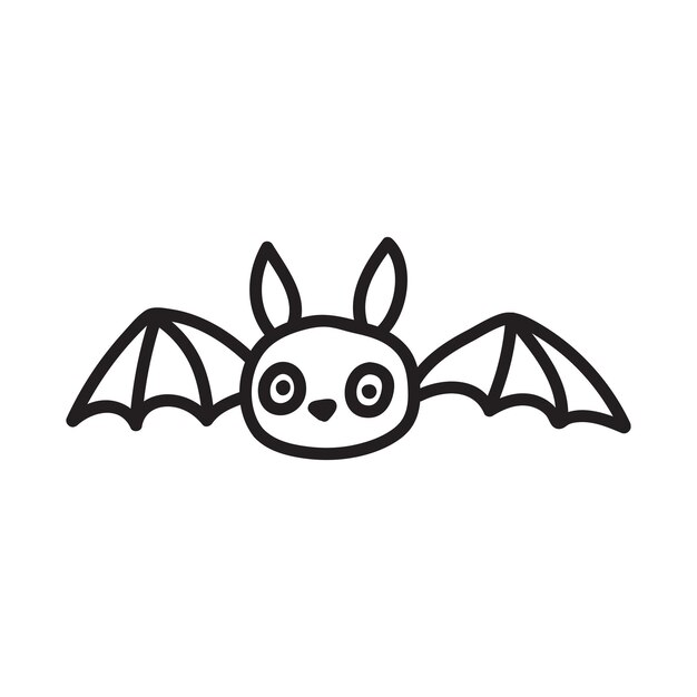 Vector cute black bats drawn in doodle style vector black silhouette illustration isolated on white background