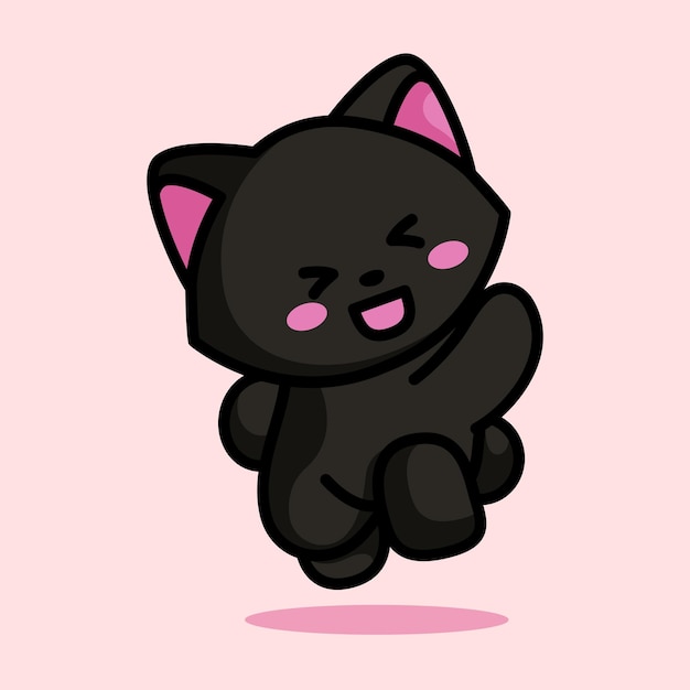 cute black cat is doing adorable pose