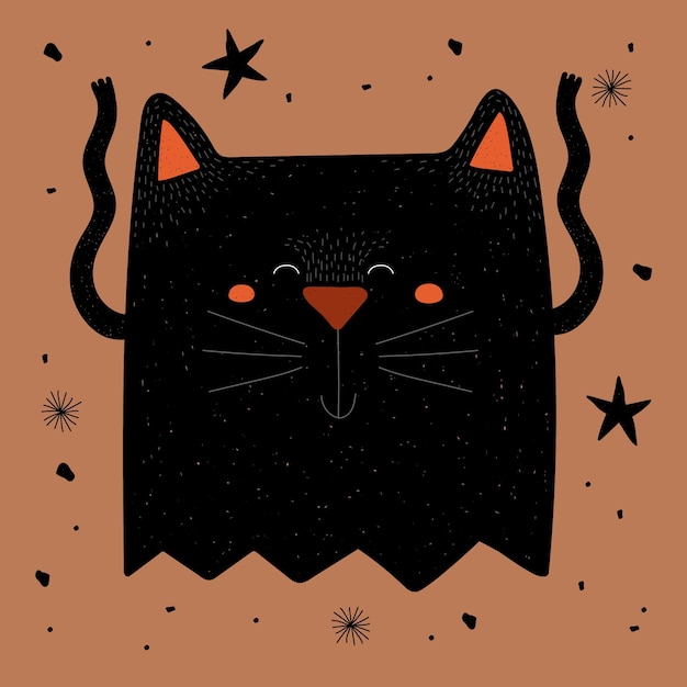 Vector cute black cat