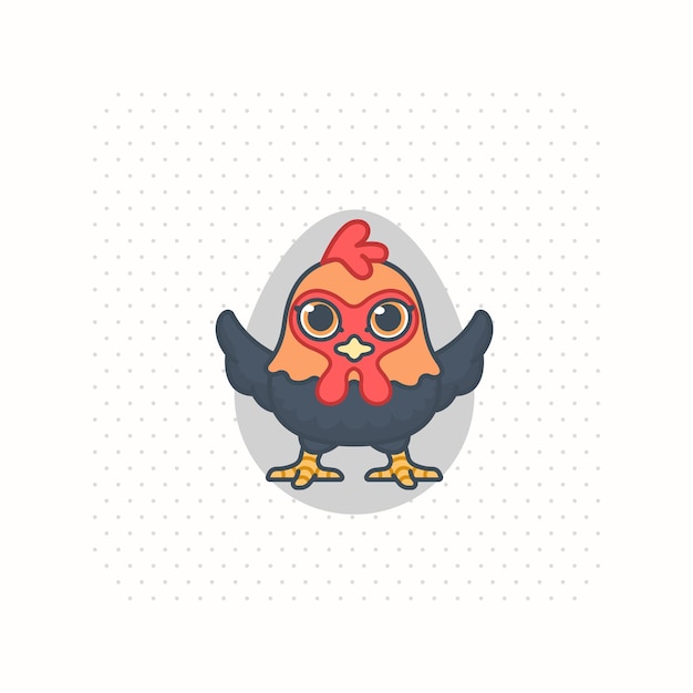 Carino pollo nero logo fumetto illustrazione vettoriale