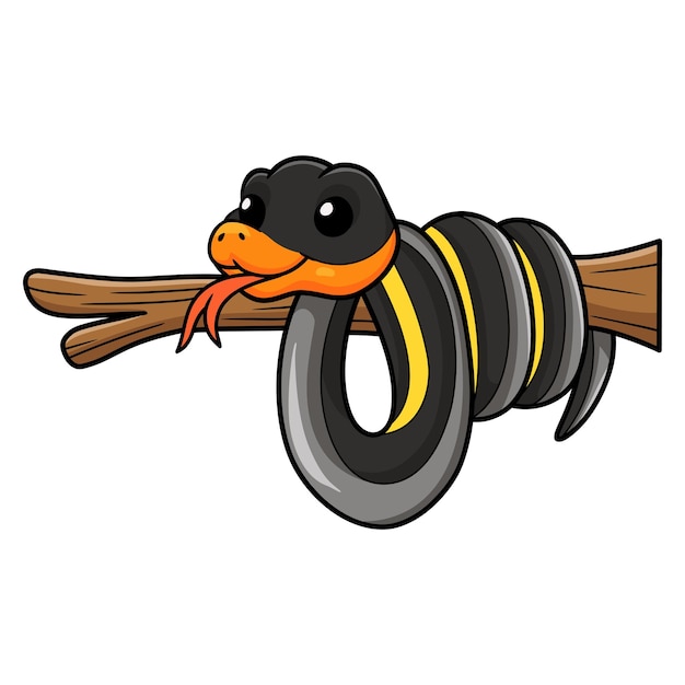 Cute black copper rat snake cartoon