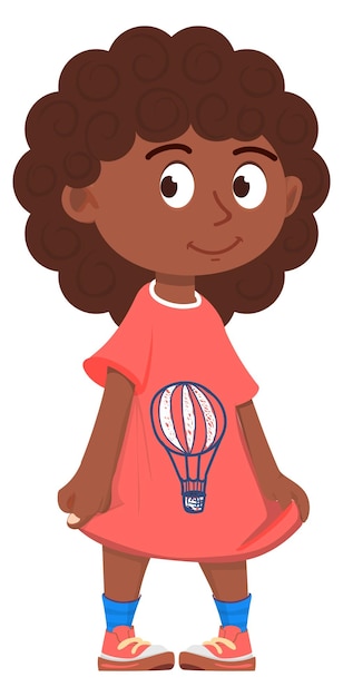 Cute black girl Cartoon happy kid character