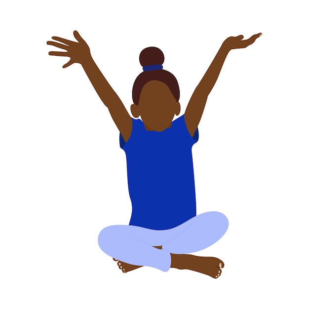 Cute black girl sitting on the floor in yoga pose Vector Illustration