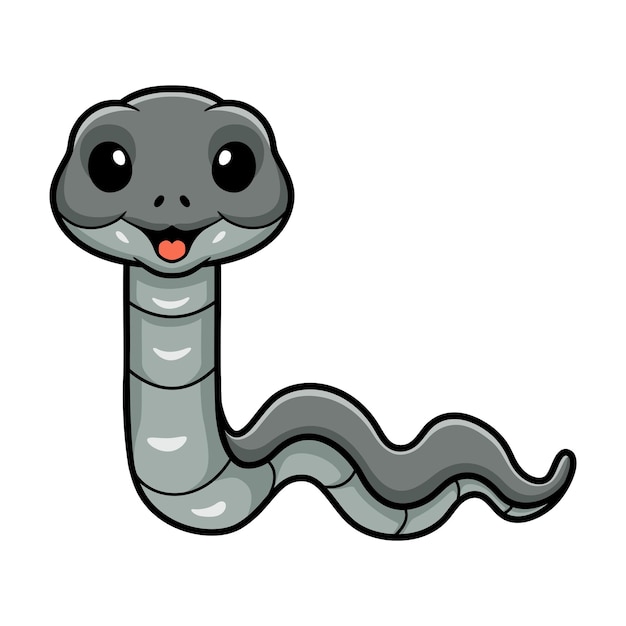 Cute black mamba snake cartoon