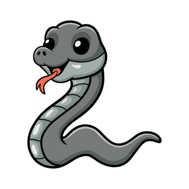 Милый мультфильм черная змея мамба