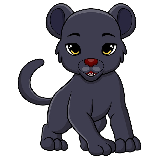 Vector cute black panther cartoon on white background