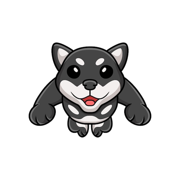 Cute black shiba inu dog cartoon jumping