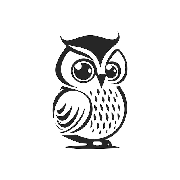 Cute black on white background owl logo