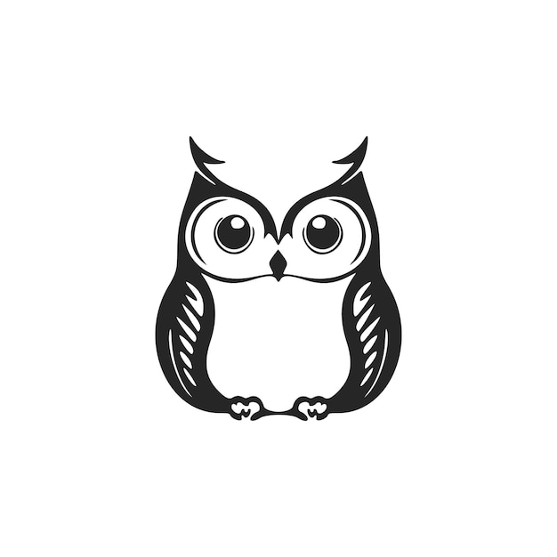 Cute black on white background owl logo