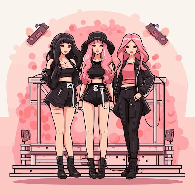 ベクトル ステージ上のかわいい blackpink ベクトル