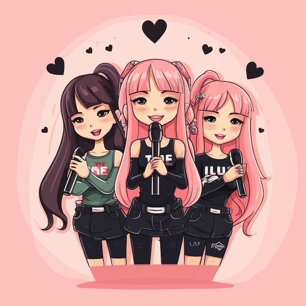 Vector cute blackpink on stage vector