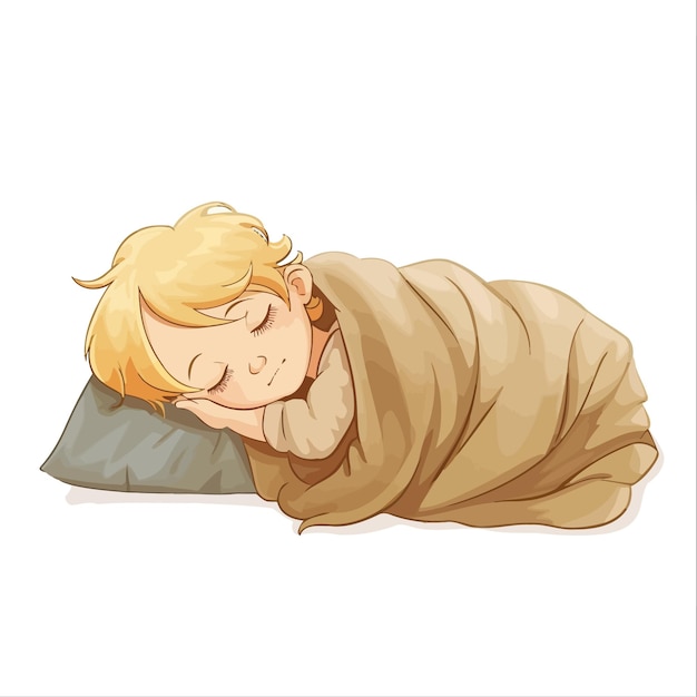 Vettore piccolo ragazzo biondo che dorme dolcemente