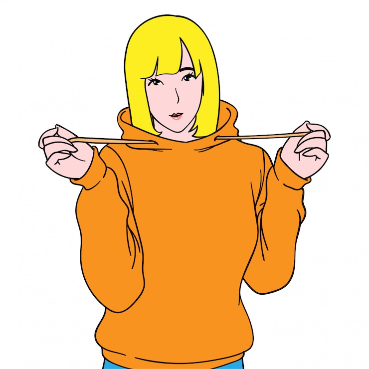 Vector 귀여운 금발 소녀, 평면 그림 클립 아트